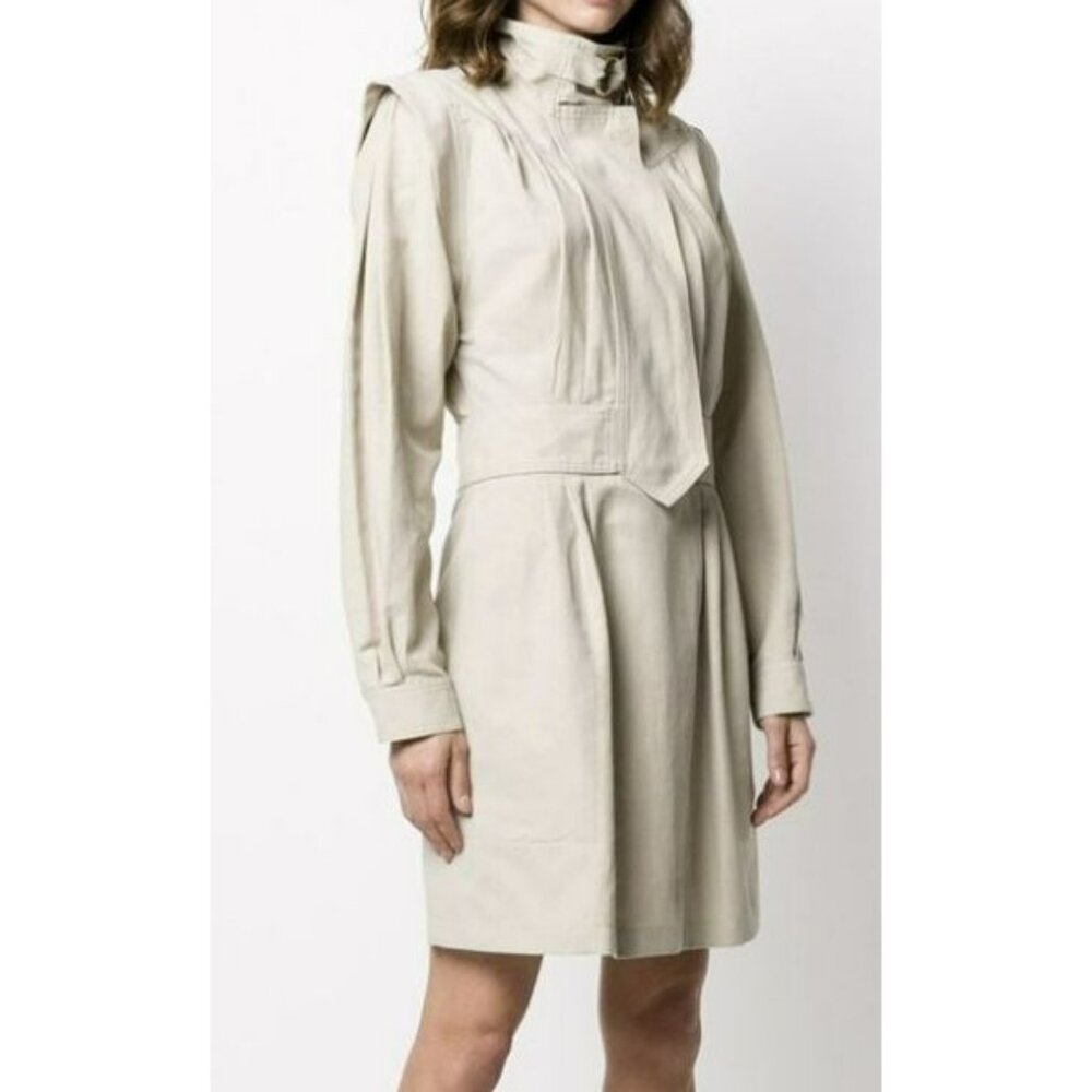 Stella McCartney Cream Long-Sleeve Tie-Neck Dress
